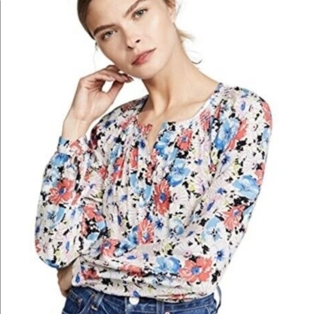 Veronica Beard Madge silk floral blouse, long sleeve button down Sz 0